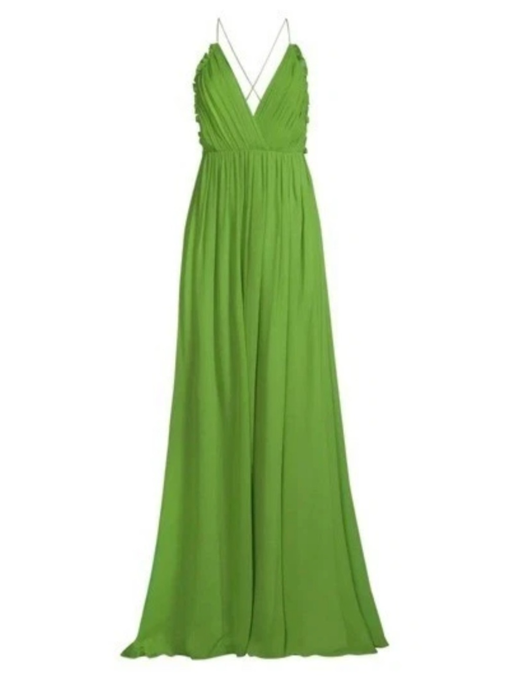 Sau Lee NWT Cameron Silk Chiffon Gown Apple Green Pleated Maxi Dress- Size 4